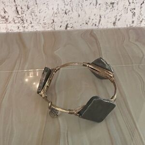 Gold and Gray Wire Wrapped Bangle